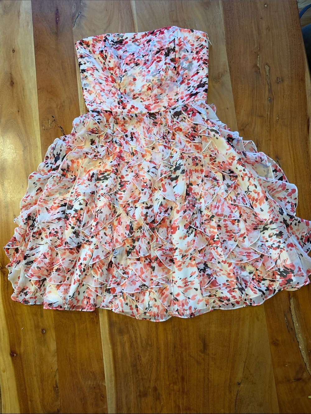 White Houseβ Black Market Coquette Strapless Ruffle Floral Mini Dress (EUC)